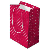 Micro Stip Wit - Framboos Rood Medium Cadeauzakje (Achterkant Gekanteld)