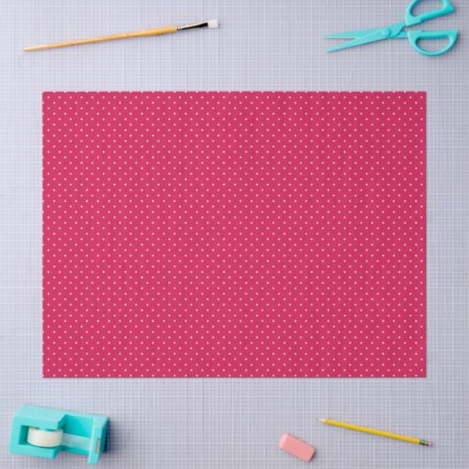 Micro Stip Wit - Framboos Rood Tissuepapier (Craft)
