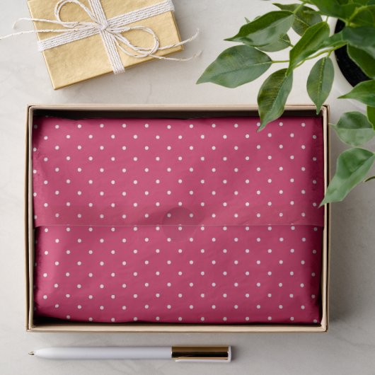 Micro Stip Wit - Framboos Rood Tissuepapier (Geschenk)