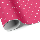 Micro Stippen Wit - Framboos Rood Cadeaupapier (Rol Hoek)