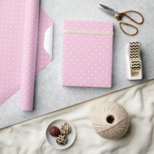 Micro Stippen Wit - Licht Roze Cadeaupapier