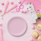 Micro Stippen Wit - Licht Roze Papieren Bordje (Feest)