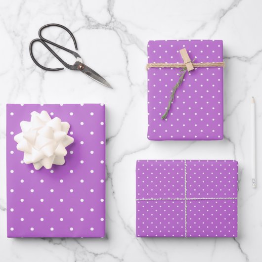 Micro Stippen Wit - Orchidee Paars Inpakpapier Vel (Voorkant)