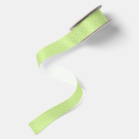 Micro Stippenwit -Lente Groen Satijnen Lint (Achterkant)