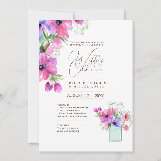 Micro Tuin Bruiloftsthema Pretty Floral Summer  Kaart (Voorkant)