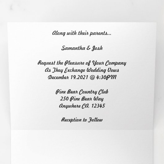 Micro weddding + sla de datumcombinatie drivoudig drieluik programma (Binnenzijde eerst)