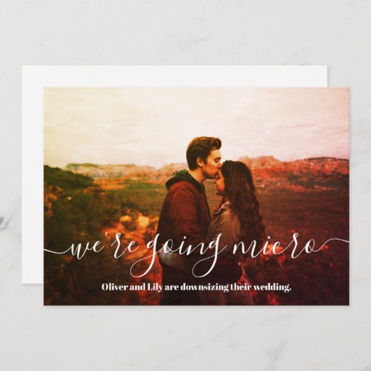 Micro Weddenschap Downsize Foto Eenvoudig script Aankondiging (Voorkant / Achterkant)