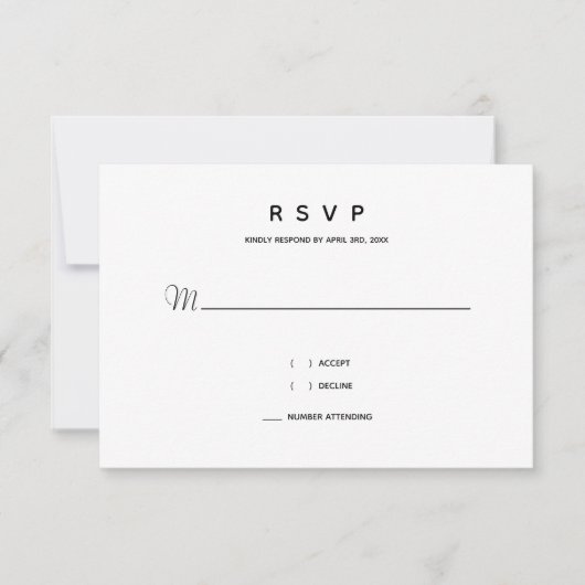 Micro Wedding Black White Typografie Small Minimal RSVP Kaartje (Voorkant)