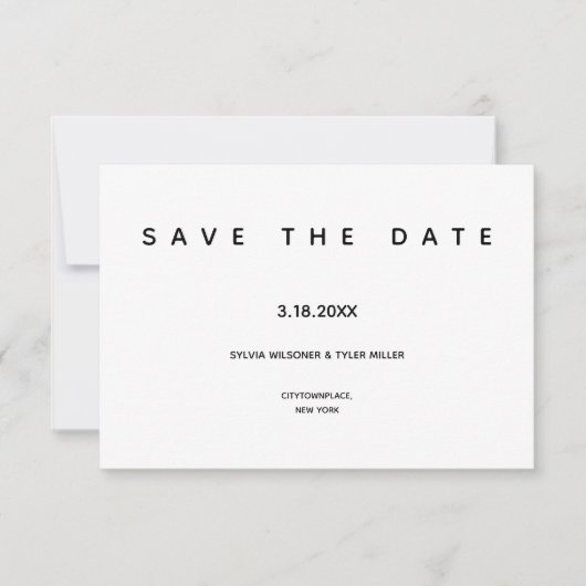 Micro Wedding Black White Typografie Small Minimal Save The Date (Voorkant)
