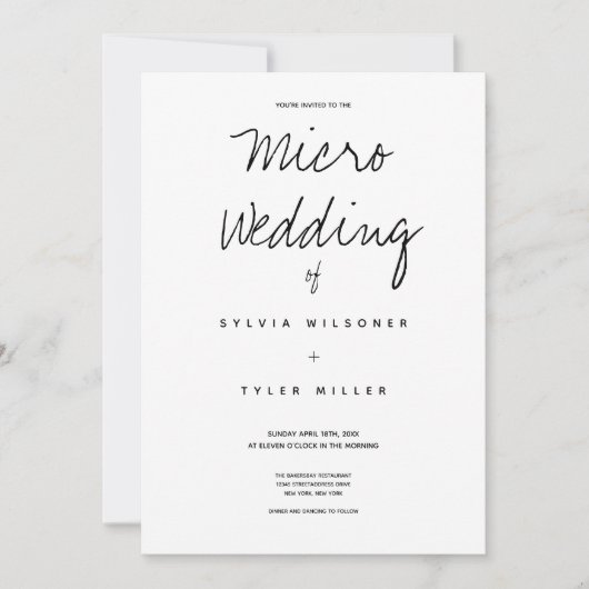 Micro Wedding Black White Typography Minimal (Voorkant)
