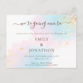 Micro Wedding Blauw Roze Waterverf Bewaar de datum Aankondigingskaart (Voorkant)