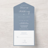 Micro Wedding Blue White Typography Minimal All In One Uitnodiging (Binnen)