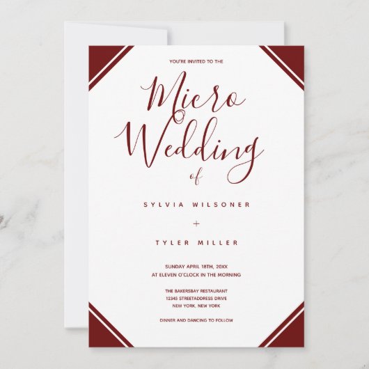 Micro Wedding Burgundy Corners Typografie (Voorkant)
