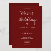 Micro Wedding Burgundy Typography Invitation (Voorkant / Achterkant)