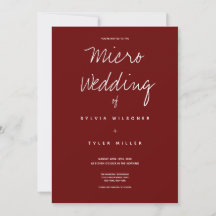 Micro Wedding Burgundy Typography Invitation
