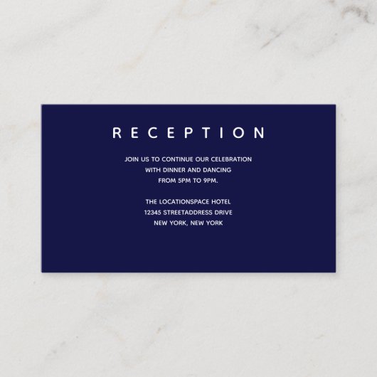 Micro Wedding Dark Blue Small Reception Info Informatiekaartje (Voorkant)
