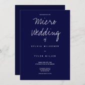 Micro Wedding Dark Blue Typography Minimal (Voorkant / Achterkant)