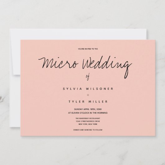 Micro Wedding Foto Roze Horizontale Weddenschap (Voorkant)