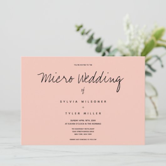 Micro Wedding Foto Roze Horizontale Weddenschap (Staand voorkant)