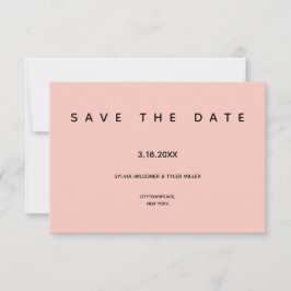 Micro Wedding Pink Black Typografie Small Minimal Save The Date