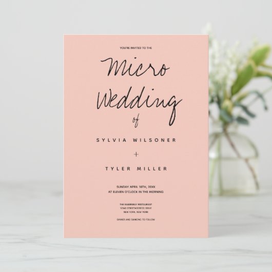 Micro Wedding Pink Black Typography Minimal (Staand voorkant)