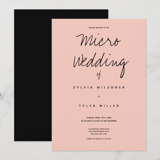 Micro Wedding Pink Black Typography Minimal (Voorkant / Achterkant)