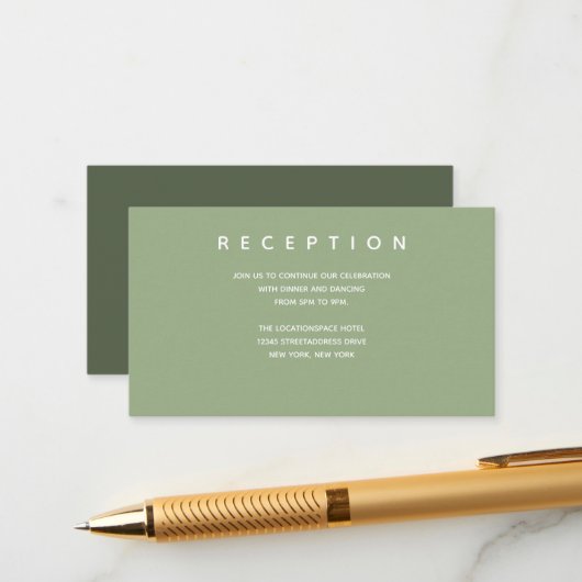 Micro Wedding Sage Small Reception Info Informatiekaartje (Voorkant / Achterkant in situ)