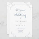 Micro Wedding White Dusty Blue Leaves (Voorkant / Achterkant)