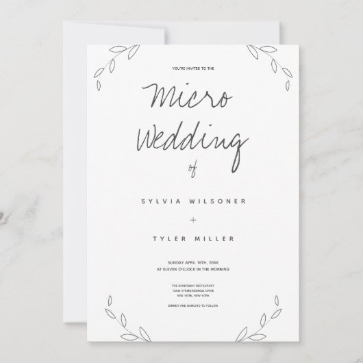 Micro Wedding White Gray Leaves (Voorkant)
