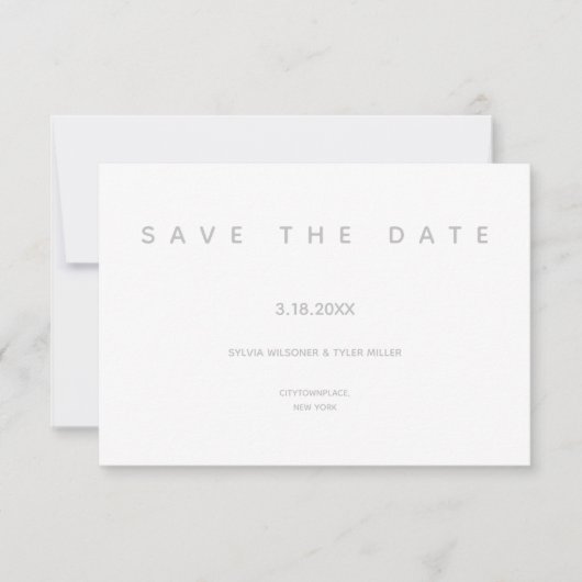 Micro Wedding White Gray Typography Small Minimal Save The Date (Voorkant)