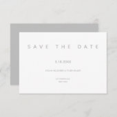Micro Wedding White Gray Typography Small Minimal Save The Date (Voorkant / Achterkant)