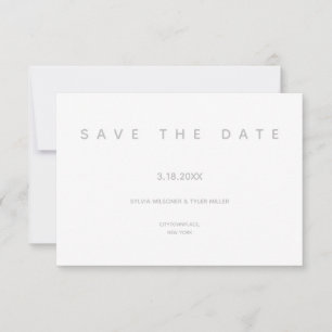Micro Wedding White Gray Typography Small Minimal Save The Date