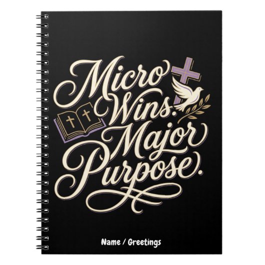 Micro Winnen Groot Doel Inspirerend Geloof Notitieboek (Voorkant)