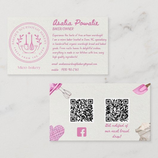 Microbakkerij-visitekaartje van zuurdesem visitekaartje (Voorkant / Achterkant)