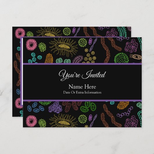 Microben Uitnodiging Briefkaart (Voorkant / Achterkant)