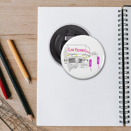 Microbiologie Cartoon Button Flesopener