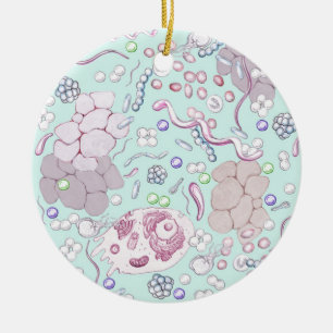 Microbiologie in blauw keramisch ornament