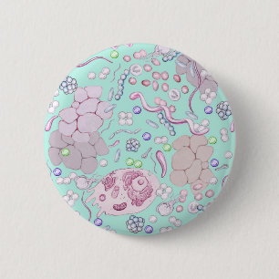 Microbiologie in blauw ronde button 5,7 cm