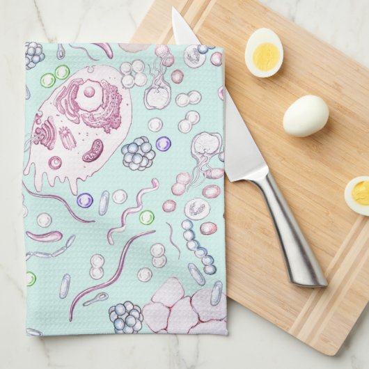 Microbiologie in blauw theedoek (Quarter Fold)