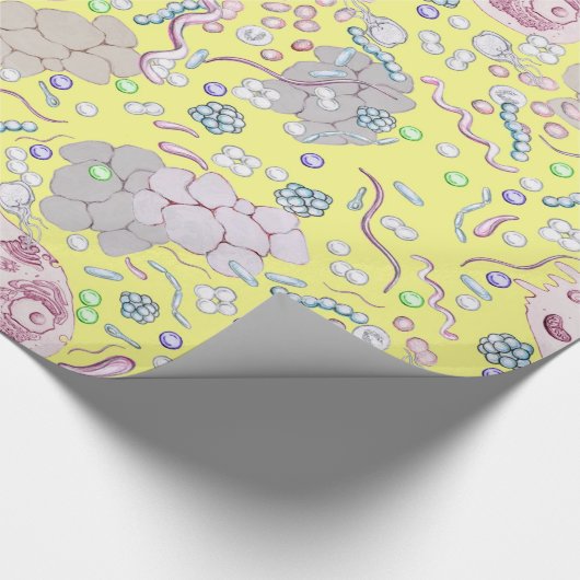 Microbiologie in geel cadeaupapier (Hoek)