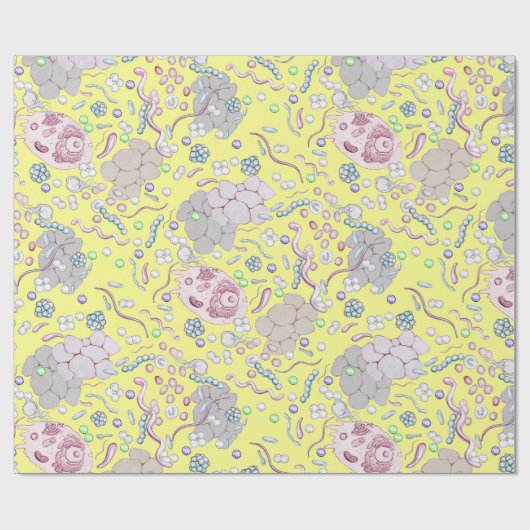 Microbiologie in geel cadeaupapier (Vlak)