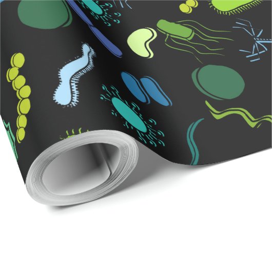 Microbiologie - Kleur op zwart Cadeaupapier (Rol Hoek)