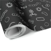 Microbiologie - wit op zwart cadeaupapier (Rol Hoek)