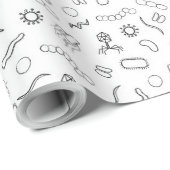 Microbiologie - zwart op wit cadeaupapier (Rol Hoek)
