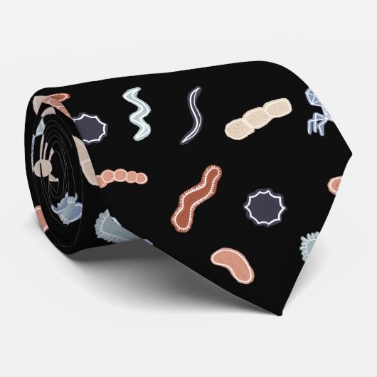  microbiologie - zwarte omtrek op wit stropdas (Opgerold)