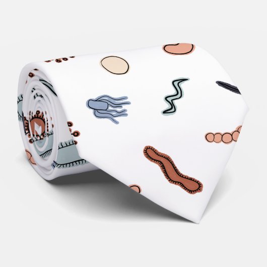 microbiologie - zwarte omtrek op wit stropdas (Opgerold)