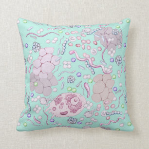 Microbiologisch patroon in blauw kussen