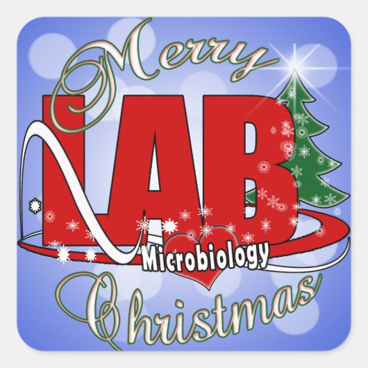 MICROBIOLOGISCHE CHRISTMAS MEDISCH LABORATORIUMTEK VIERKANTE STICKER (Voorkant)