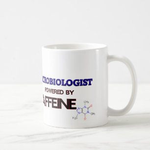 Microbioloog aangedreven door cafeïne koffiemok