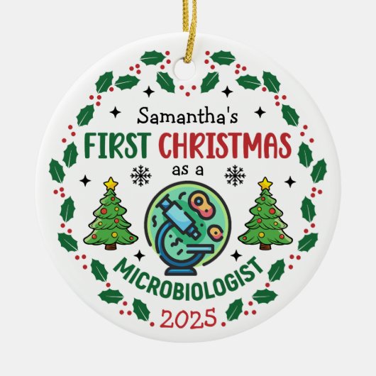 Microbioloog Eerste Kerstdag Gepersonaliseerd Keramisch Ornament (Voorkant)